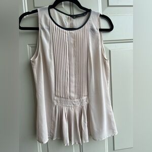 Zara Trafaluc white pleated pintuck tank blouse   Size L